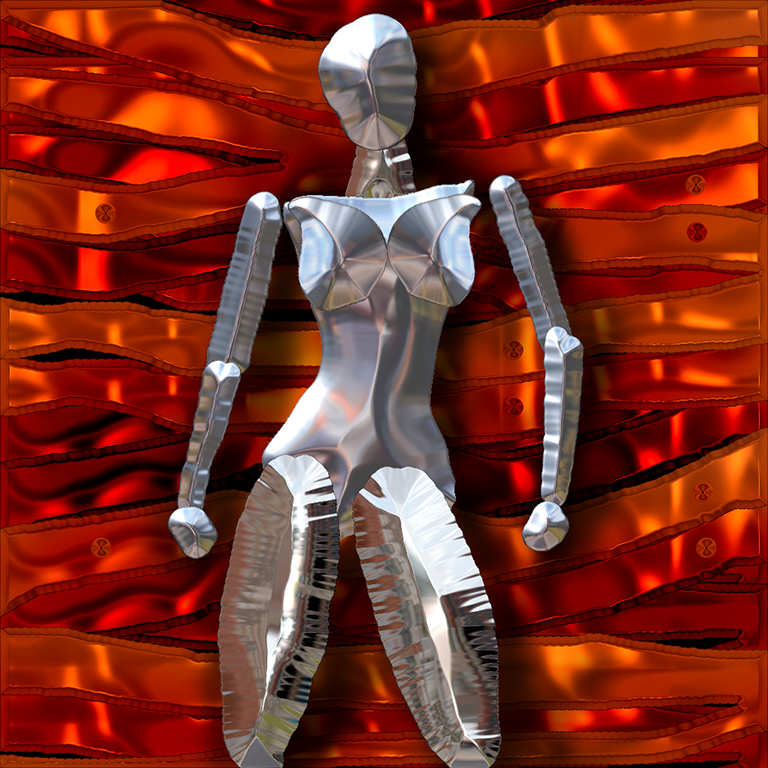 Abstract image of woman made of chrome by Lance Mitchell